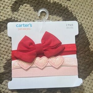 Carter's Red and Pink Bow & Heart Headband Set